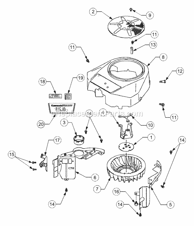 Cooling Diagram and Parts List for 1525 13A-221F100 Cub Cadet Lawn Tractor